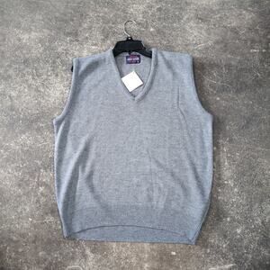 New Vintage Pine State Sweater Vest Mens XL USA Gray Classic Knit 80s